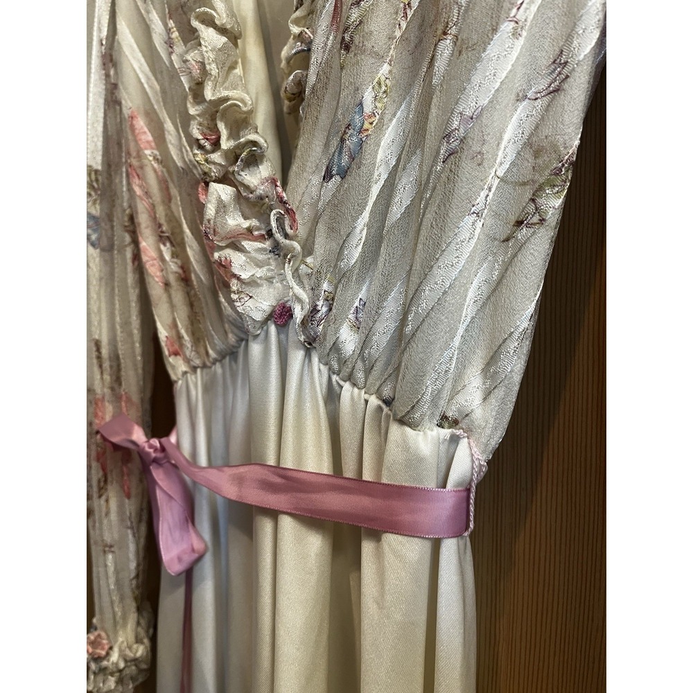 Vintage 70's Floral Ruffle Midi Dress Romantic Prairie Cottagecore - Picture 6 of 11